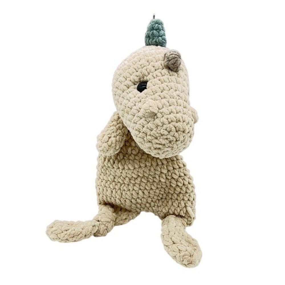 Handmade Crochet Dinosaur Plush Toy Stuffed Animal Cream Multi Color Spikes - Picture 2 of 6